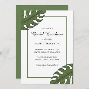 Invitation Déjeuner nuptial moderne Tropical Green Palm Leaf