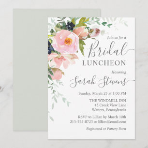 Invitation Déjeuner nuptial rose et gris