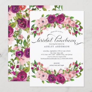 Invitation Déjeuner nuptial rose et marsala floral