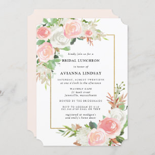 Invitation Déjeuner nuptial rose rose vif