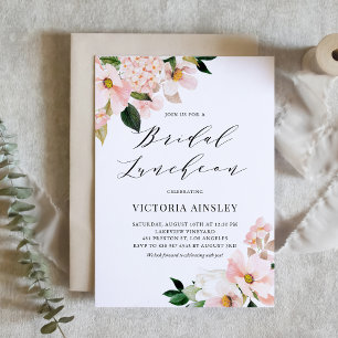 Invitation Déjeuner nuptial rose vif Magnolia et Hydrangea