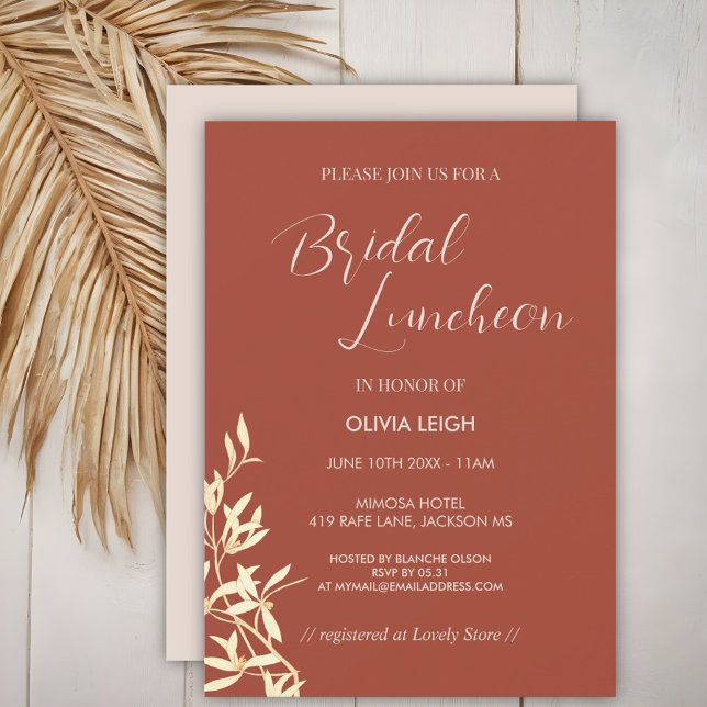 Invitation Déjeuner nuptial rustique floral intemporel (Créateur téléchargé)