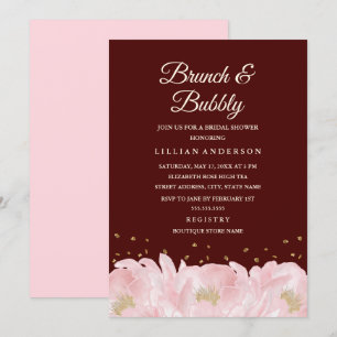 Invitation Déjeuner rose bourguignon et douche pétillante de