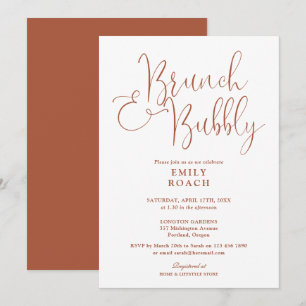 Invitation Déjeuner Terracotta Boho et Bubbly Enterrement de