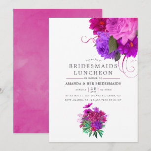 Invitation Déjeuner vintage Chic Fuchsia & Purple Bridesmaier