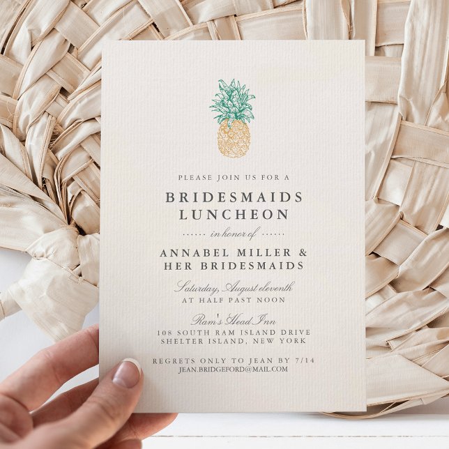Invitation Déjeuner vintage de servantes d'ananas (Créateur téléchargé)