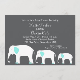 Invitation d'éléphants Bleu et gris