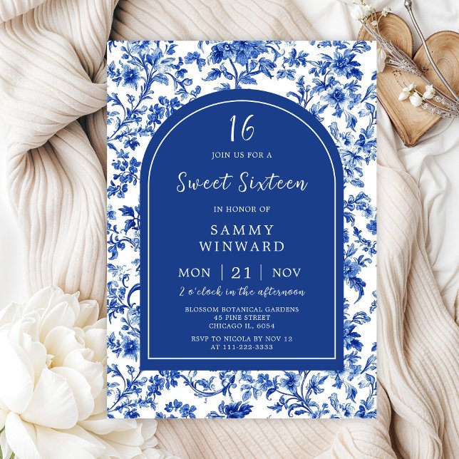 Invitation Delft Blue Antique Chinoiserie Sweet Seize (Créateur téléchargé)