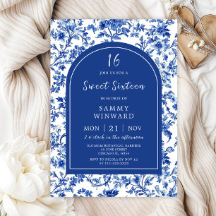 Invitation Delft Blue Antique Chinoiserie Sweet sixteen