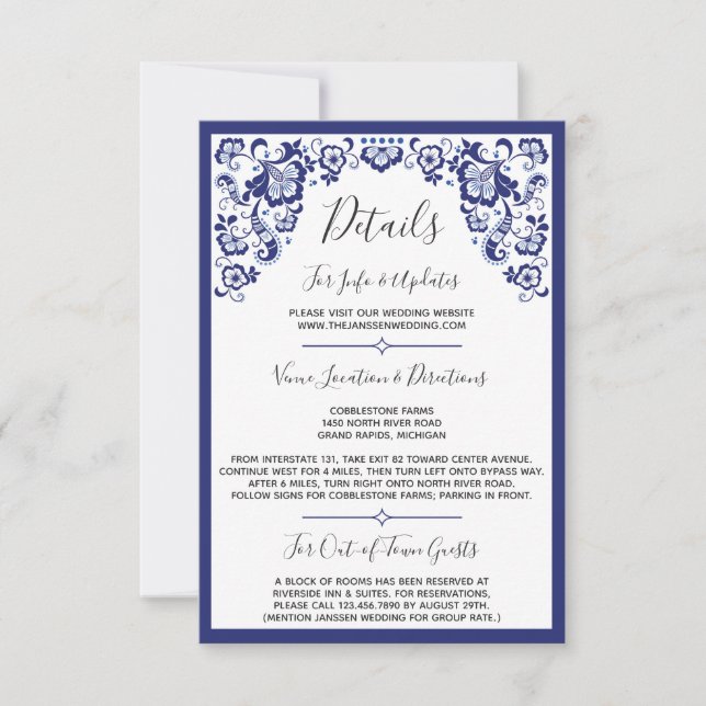 Invitation Delfts Blauw | Détails du Mariage néerlandais Delf (Devant)