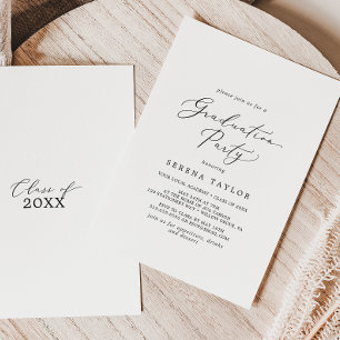 Invitation Délicat Black Calligraphy Graduation