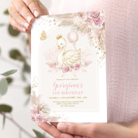 Délicat Blush Boho Swan Princess Girl Anniversaire