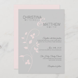 Invitation Délicat Blush Rose Dusty Rose et Grey Vine Mariage