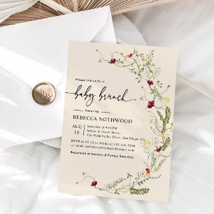 Invitation Délicat Boho Fleurs sauvages Baby Brunch Invitatio