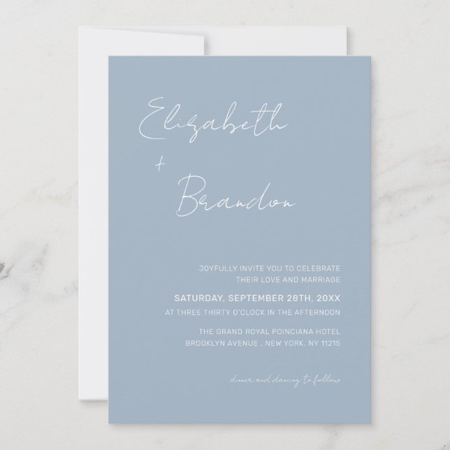 Invitation Délicat Dusty Blue QR Code RSVP Mariage photo (Devant)