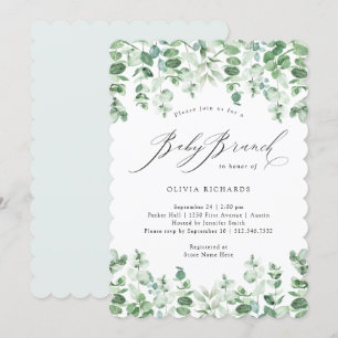 Invitation Délicat Eucalyptus  Aquarelle Bébé Brunch