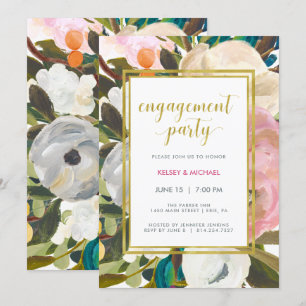 Invitation Délicat groupe d'engagement Floral Watercolor