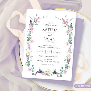 Invitation Délicat Lavande Purple Pastel Floral Mariage