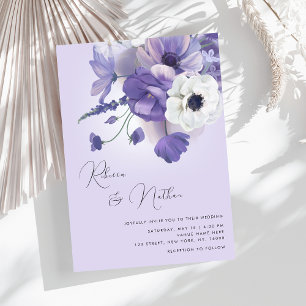 Invitation Délicat Lilac floral romantique tout en un Mariage