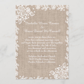 Invitation Délicat Mariage campagnard rustique en dentelle