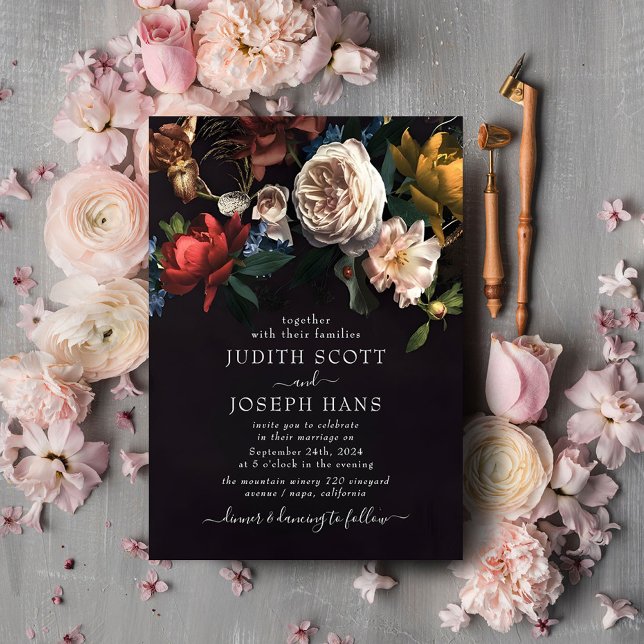 Invitation Délicat Mariage de bouquet floral Modèle (Créateur téléchargé)