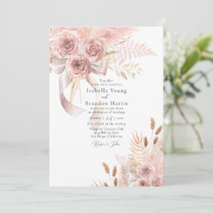 Invitation Délicat Mariage floral rose bohème
