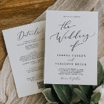 Invitation Délicat noir tout en un QR Diner Mariage<br><div class="desc">Cette délicate calligraphie noire, tout en un faire-part de mariage QR, est parfaite pour un mariage moderne. Le design minimaliste romantique présente une belle et élégante typographie noire sur un arrière - plan blanc au look épuré et sobre. Enregistrez du papier en incluant les détails au verso du faire-part de...</div>