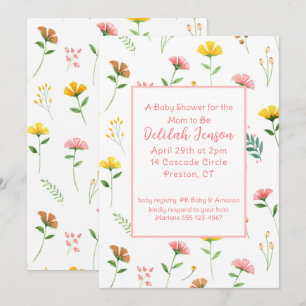 Invitation Délicat Pastel Fleurs sauvages Baby shower Invitat