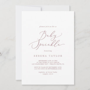 Invitation Délicat Rose Gold Calligraphie Baby Sprinkle