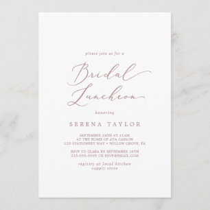 Invitation Délicat Rose Gold Calligraphie Bridal Déjeuner