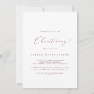 Invitation Délicat Rose Gold Calligraphie Christening