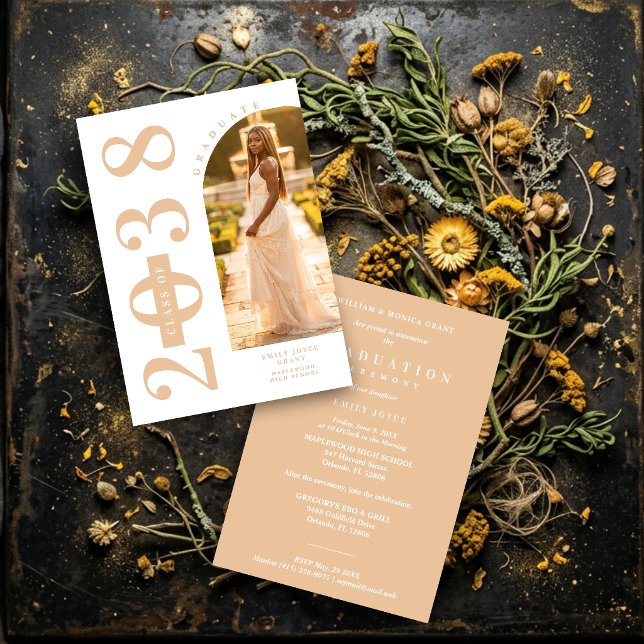 Invitation Delicate Arch MInimalist Grad Golden Shades  (Delicate Arch Photo Minimalist Graduate Faux Gold Shades Photo Invitation Card Design. )