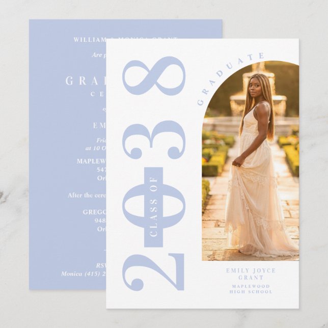 Invitation Delicate Arch MInimalist Grad Light Blue Shades  (Devant / Derrière)