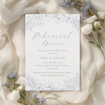 Delicate Blue Floral Wedding Rehearsal Dinner