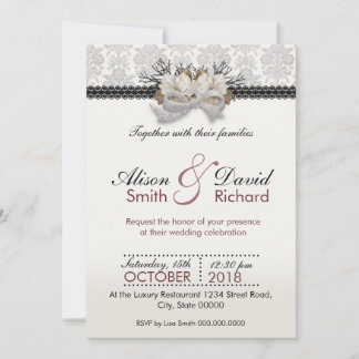 Invitation Delicate crystals bow with black lace