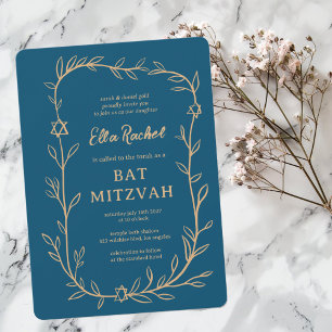 Invitation Délicate étoile botanique de David Bar Bat mitzvah