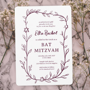 Invitation Délicate étoile botanique de David Bar Bat mitzvah