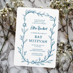 Invitation Délicate étoile botanique de David Bar Bat mitzvah<br><div class="desc">Carte parfaite pour annoncer un bat mitzvah, bar mitzvah ou une autre célébration juive ! L'art délicat de trame feuille dessinée à la main pour vous! ENTIÈREMENT PERSONNALISABLE ! Cliquez sur "Personnaliser" ci-dessus pour modifier le texte. Cliquez sur "modifier à l'aide de l'outil de conception" pour ajuster les polices, les...</div>
