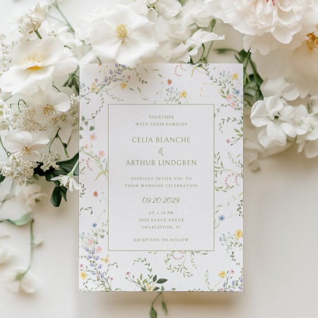 Invitation Delicate Floral Garden Wedding  (Créateur téléchargé)