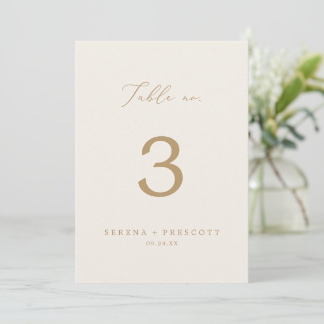 Invitation Delicate Gold Calligraphy | 5x7 Cream Table No. (Debout devant)