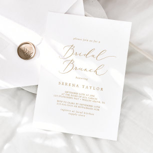 Invitation Delicate Gold Calligraphy Bridal Brunch