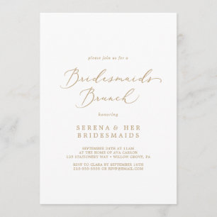Invitation Delicate Gold Calligraphy Bridesmaids Brunch