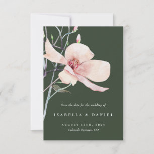 Invitation Delicate Green Magnolia Mariage Enregistrer la dat