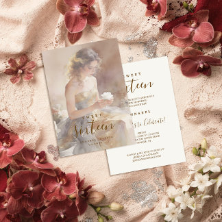 Invitation Delicate & Lovely Floral Sweet Sixteen Birthday 