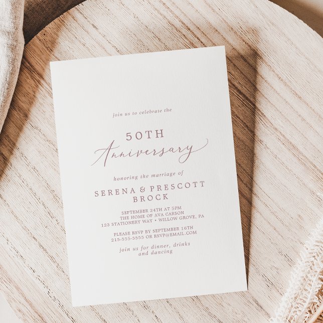 Invitation Delicate Rose Gold 50e anniversaire Mariage (Créateur téléchargé)