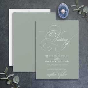 Invitation Delicate Sage Green Moderne Calligraphie Classique