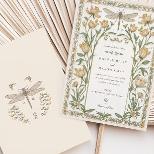 Invitation Délicate Tulipes Nouveau Mariage Dragonfly Floral