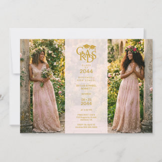 Invitation Delicate Twins Pink Chic Photo Grad Party TMF26
