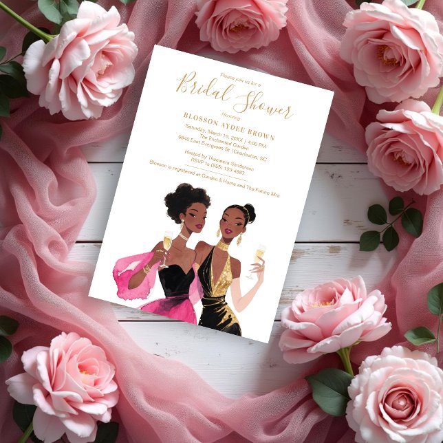 Invitation Delicate Two Sophisticated Ladies Bridal Shower (Delicate Two Sophisticated Afroamerican Ladies Bridal Shower Invitations Cards. )