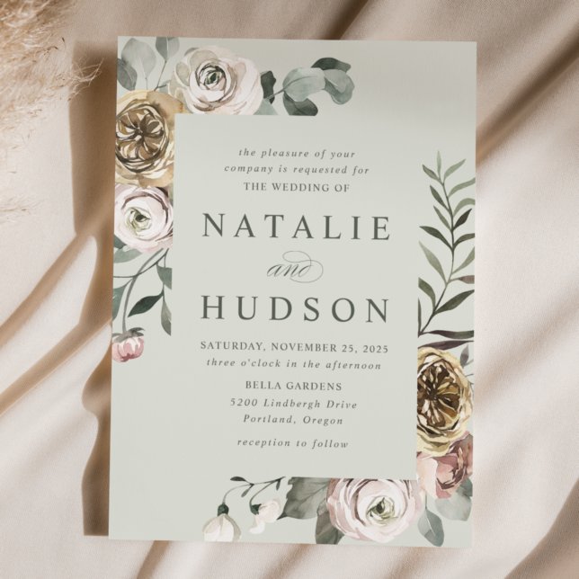 Invitation Delicate Winter Floral Frame Wedding (Créateur téléchargé)